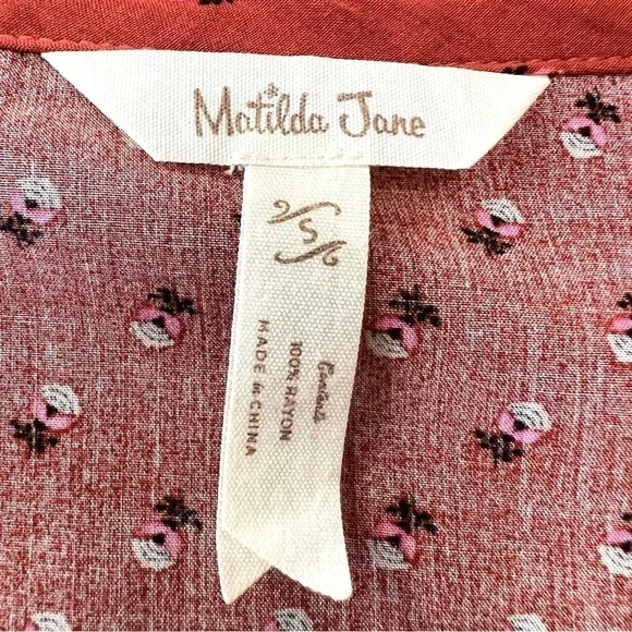 Matilda Jane Teach Me Rust Floral Mixed Print Asymmetrical Tank Top Womens Small - Picture 10 of 11